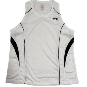 TYR Competitor Womens Sleeveless Athletic Tank Top - White Black - Size XL
